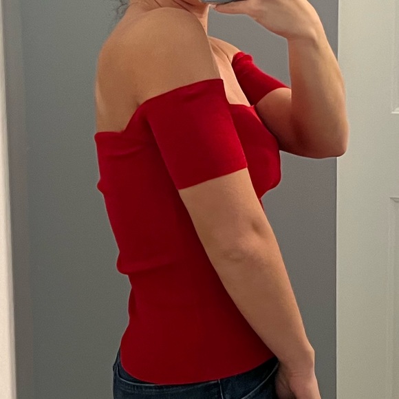 Noble U Red Off Shoulder Top - Picture 2 of 5